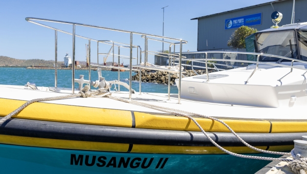 Musangu II berthed at the Pilotage Jetty at Motukea after arriving in Papua New Guinea. The vessel is completing final safety and registration checks before beginning service at Madang Port.